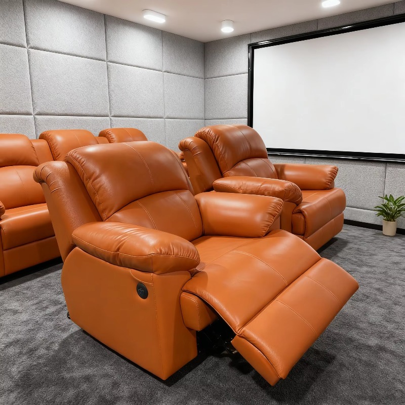 Home Cinema Interiors - Poltrona Reclinável de Couro Confortável para