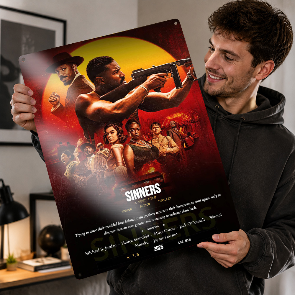 Home Cinema Quarto - Pôster de Metal do Filme Sinners,