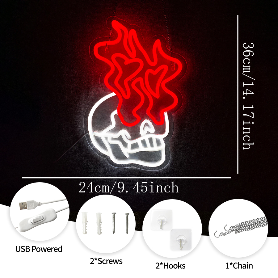 Sinal de néon LED de caveira,  - Home Cinema Quarto avaliação e preço
